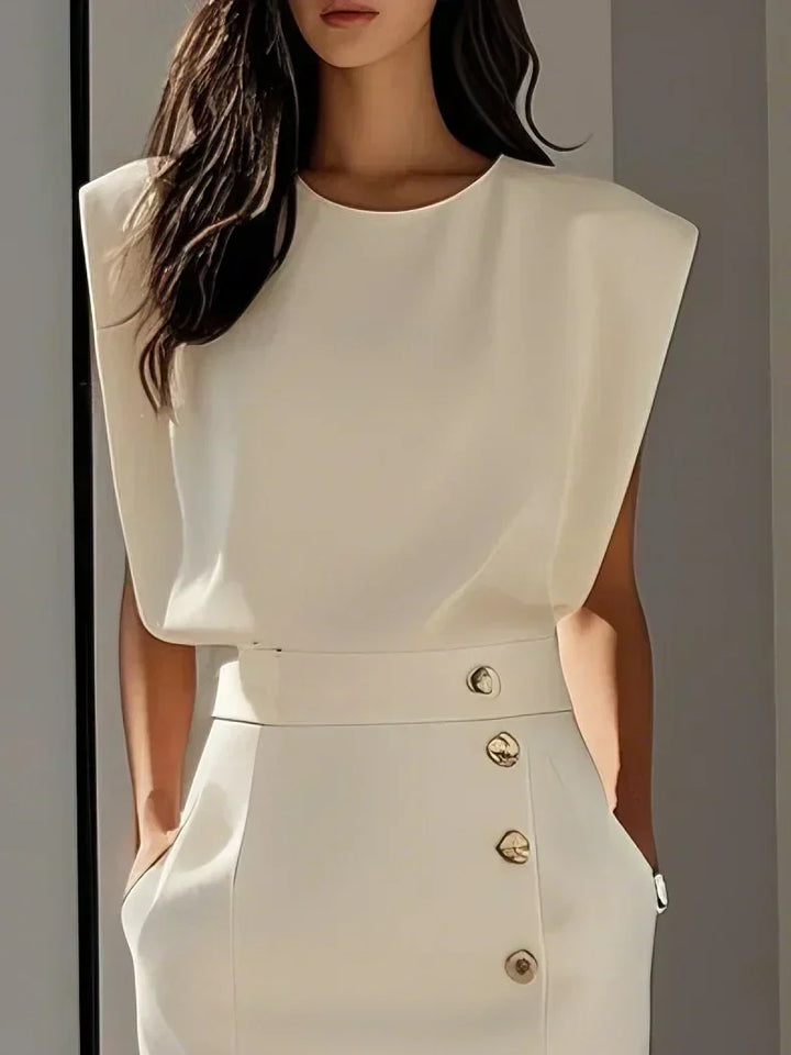 Elena | Women’s Midi Dress featuring Button Detail