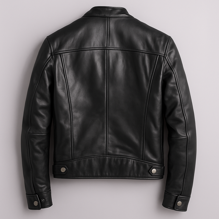 Arden | Men’s Leather Jacket in a Structured Green Finish