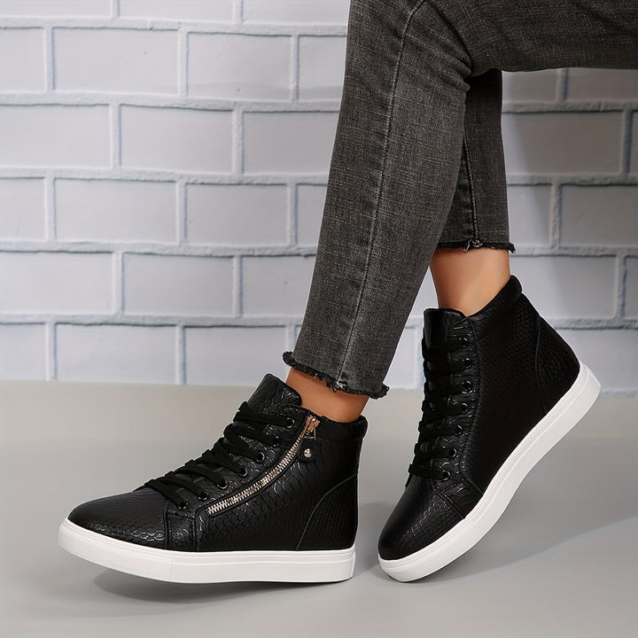 Ayla | Women’s High Top Trainers featuring Side Zip Detail