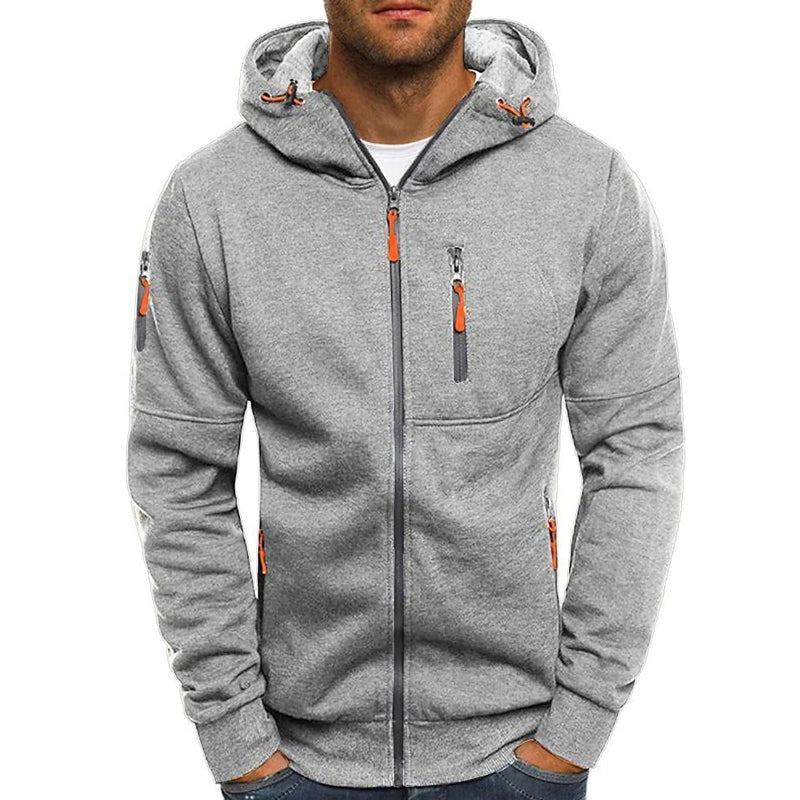 Fletcher | Men's Zip-Up Hoodie with Drawstring Hood and Multiple Zipper Pockets