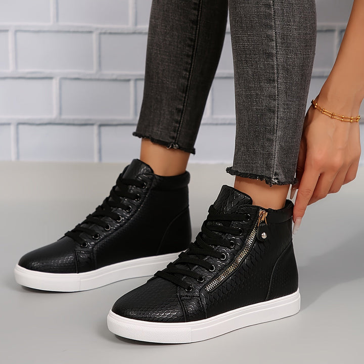 Ayla | Women’s High Top Trainers featuring Side Zip Detail