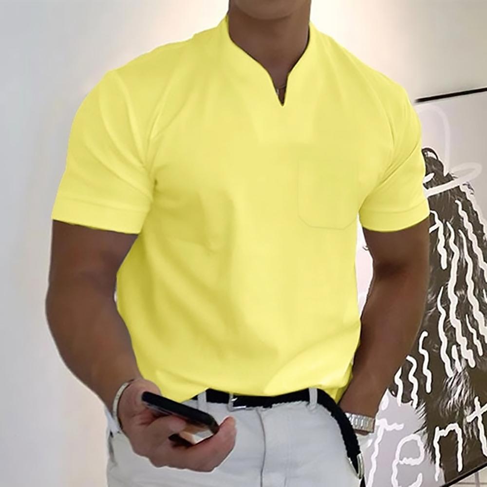 Darian | Men’s Short Sleeve Shirt with a Split Neckline
