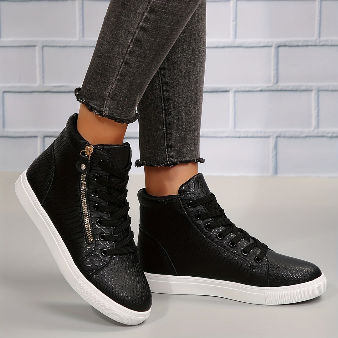Ayla | Women’s High Top Trainers featuring Side Zip Detail