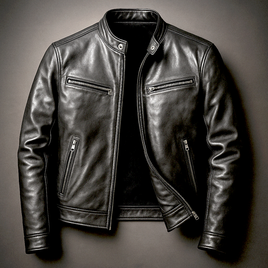 Arden | Men’s Leather Jacket in a Structured Green Finish