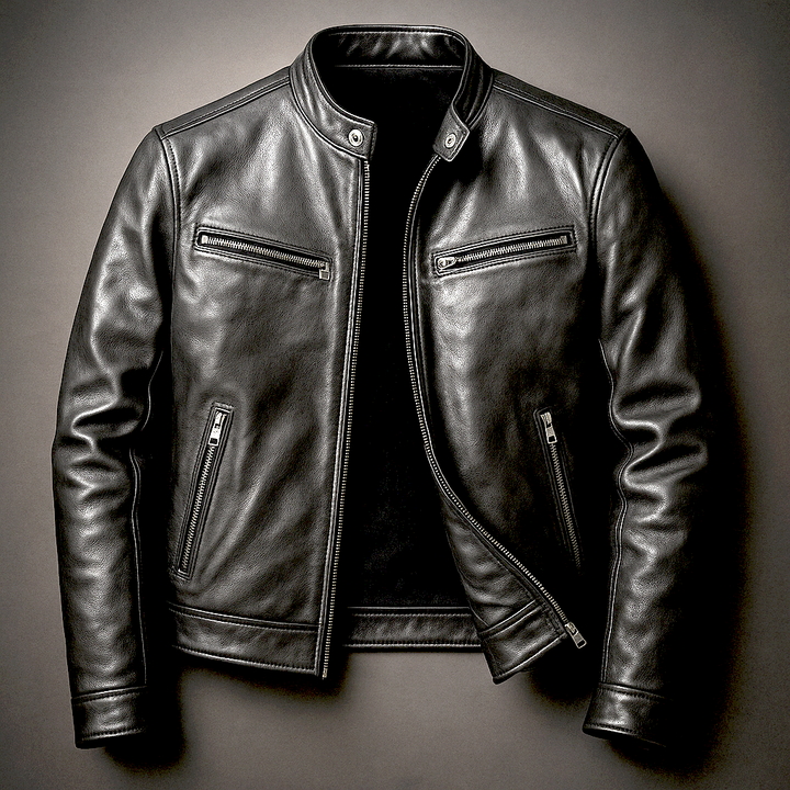Arden | Men’s Leather Jacket in a Structured Green Finish