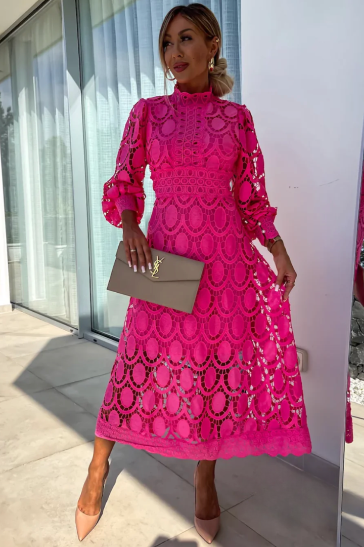 Celeste | Women’s Midi Dress featuring Lace Detail