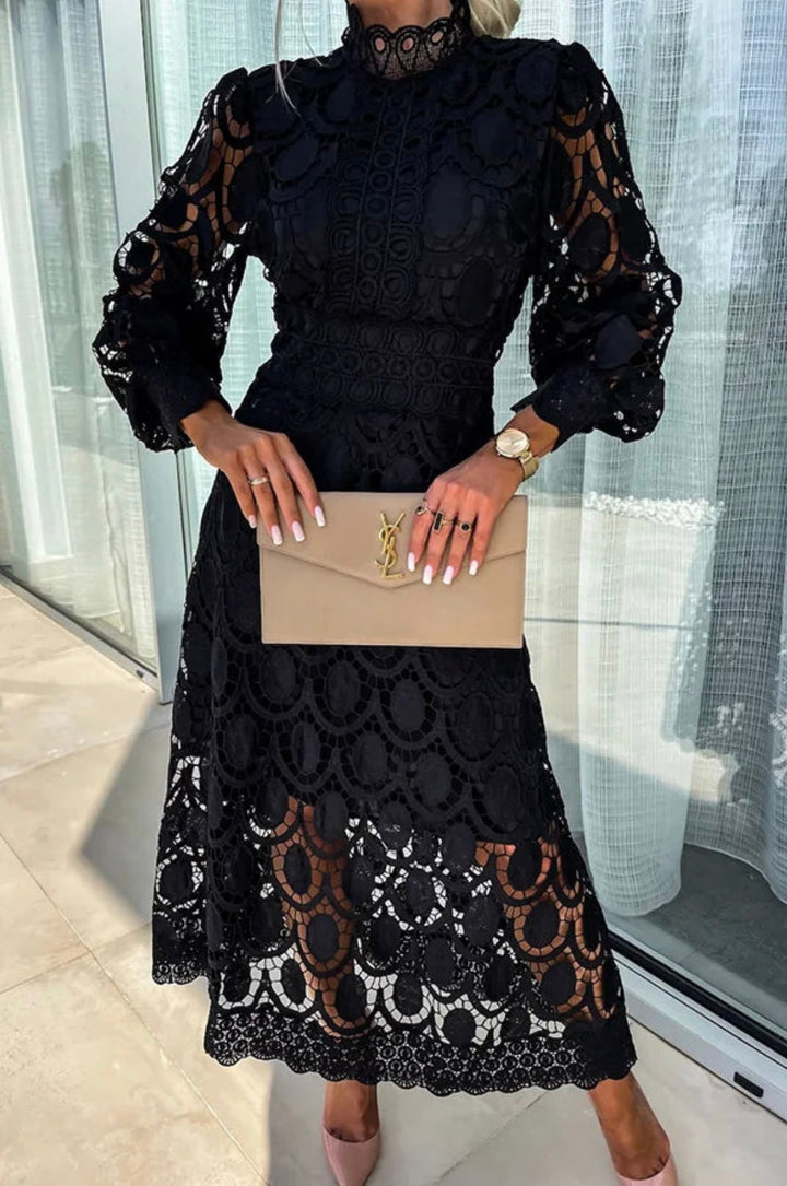 Celeste | Women’s Midi Dress featuring Lace Detail