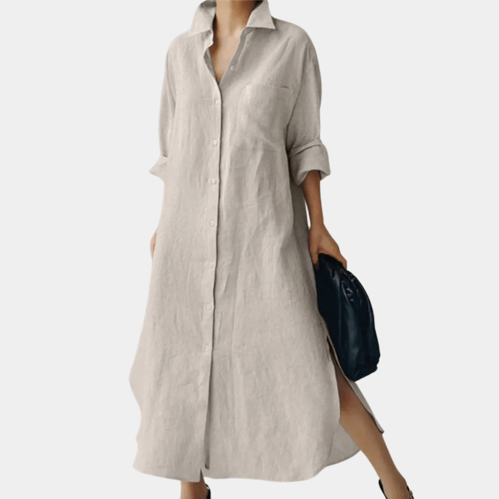 Rowena | Women’s Maxi Shirt Dress in a Relaxed Black Fit