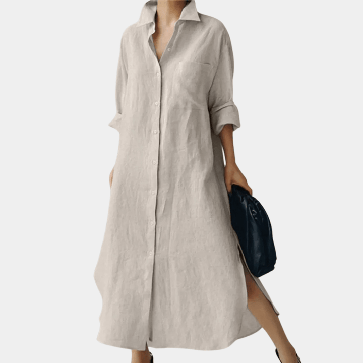 Rowena | Women’s Maxi Shirt Dress in a Relaxed Black Fit