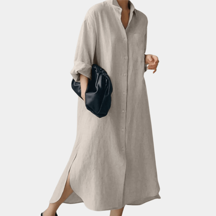 Rowena | Women’s Maxi Shirt Dress in a Relaxed Black Fit