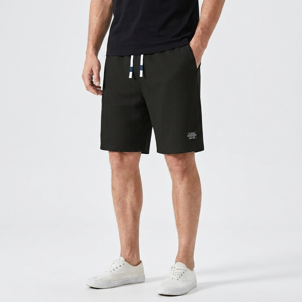 Callum | Men's Textured Casual Shorts in a Lightweight Drawstring Design