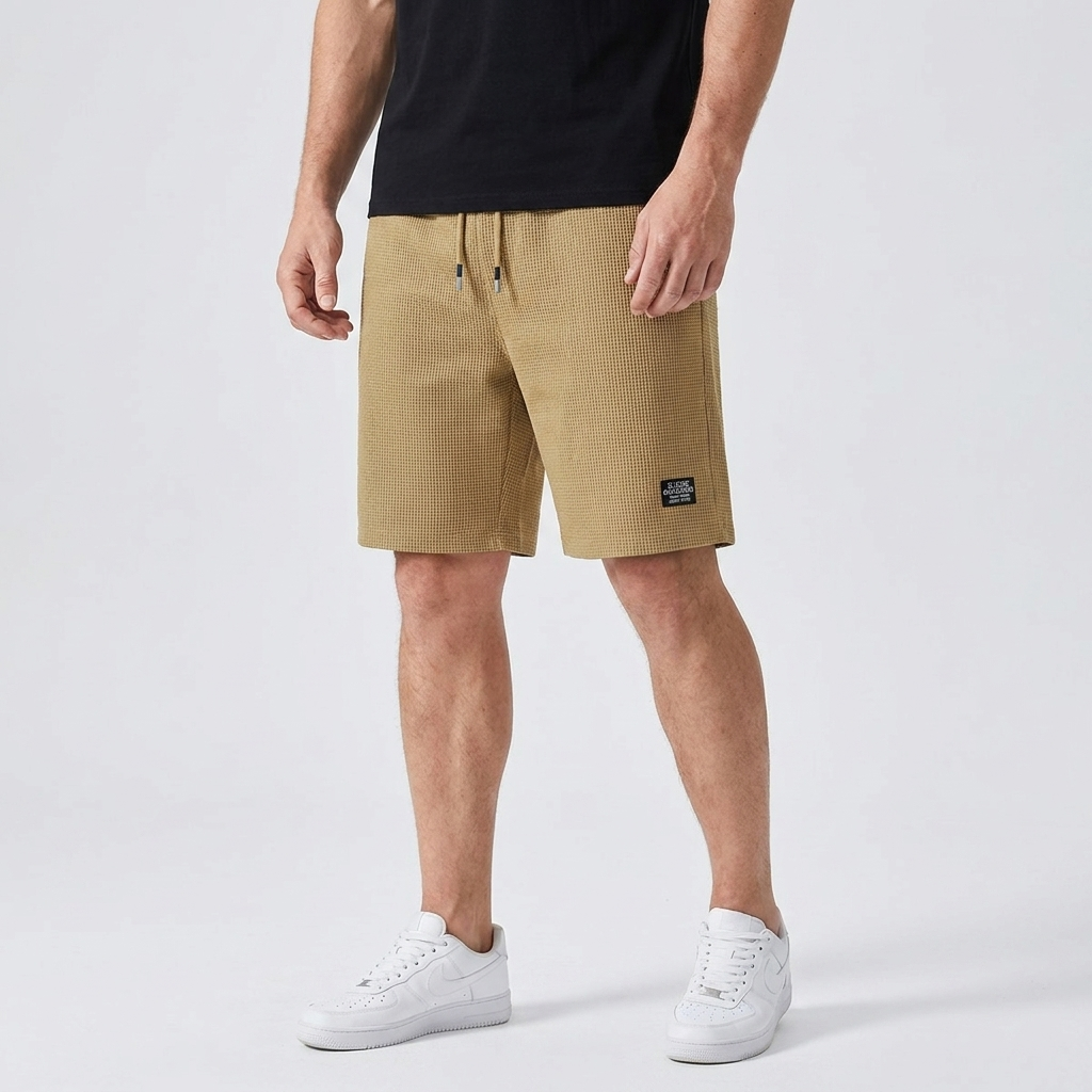Callum | Men's Textured Casual Shorts in a Lightweight Drawstring Design