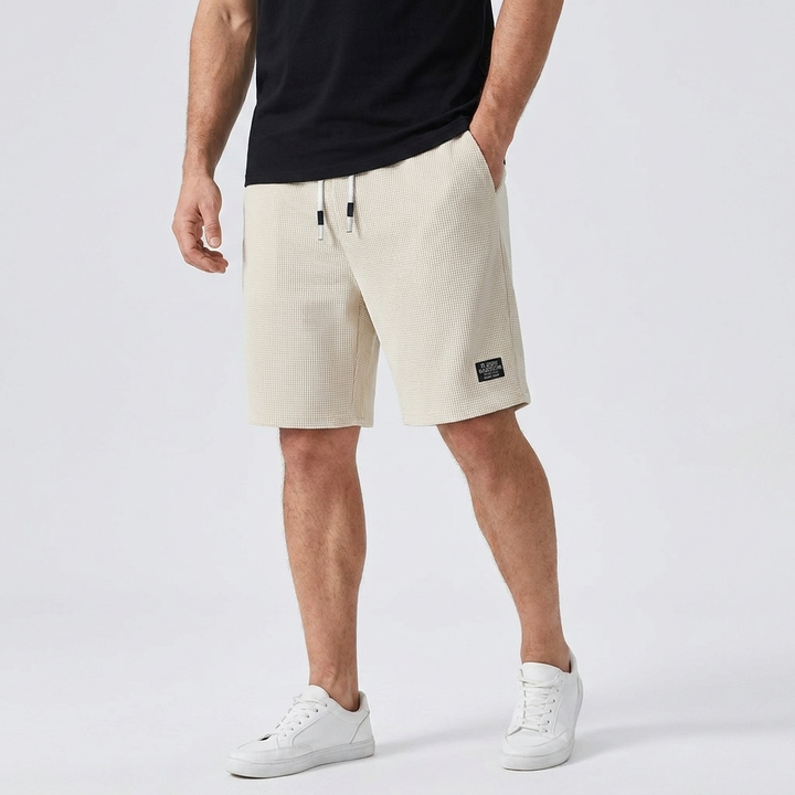 Callum | Men's Textured Casual Shorts in a Lightweight Drawstring Design