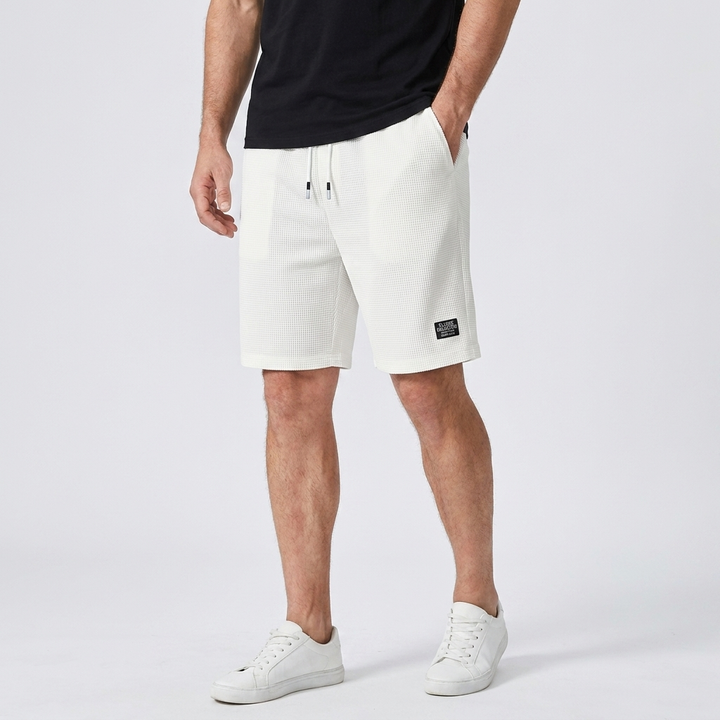 Callum | Men's Textured Casual Shorts in a Lightweight Drawstring Design