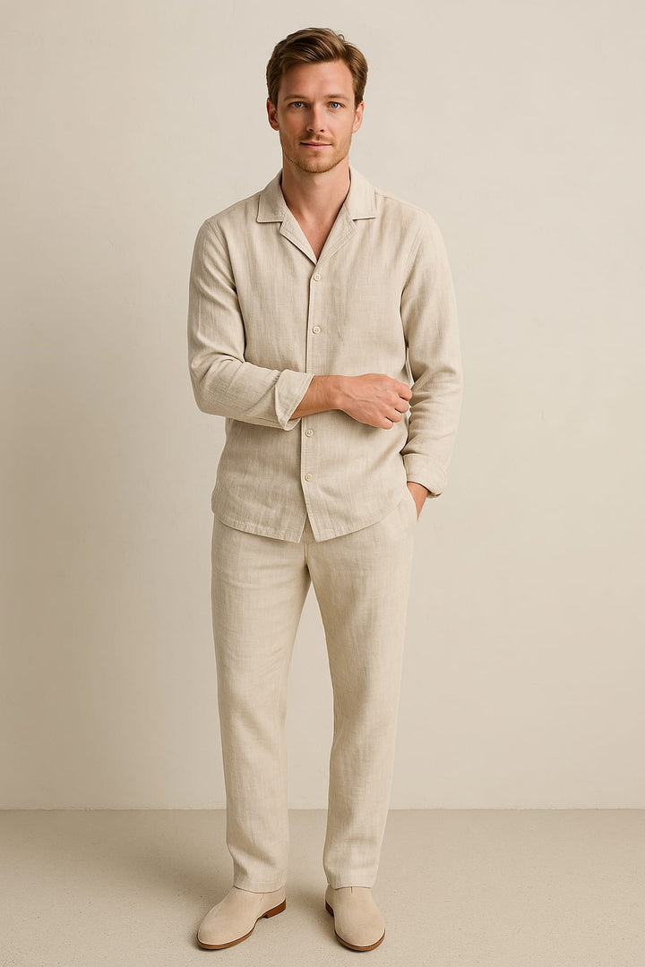Elliot | Men's Casual Long Sleeve Shirt and Trousers Set for Relaxed Everyday Wear