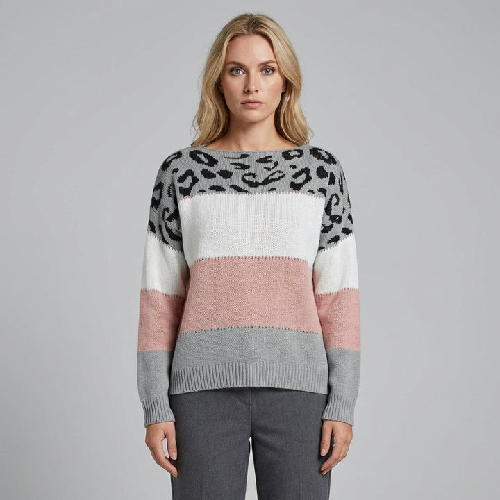 Cleo | Women's Leopard Print Colour Block Jumper