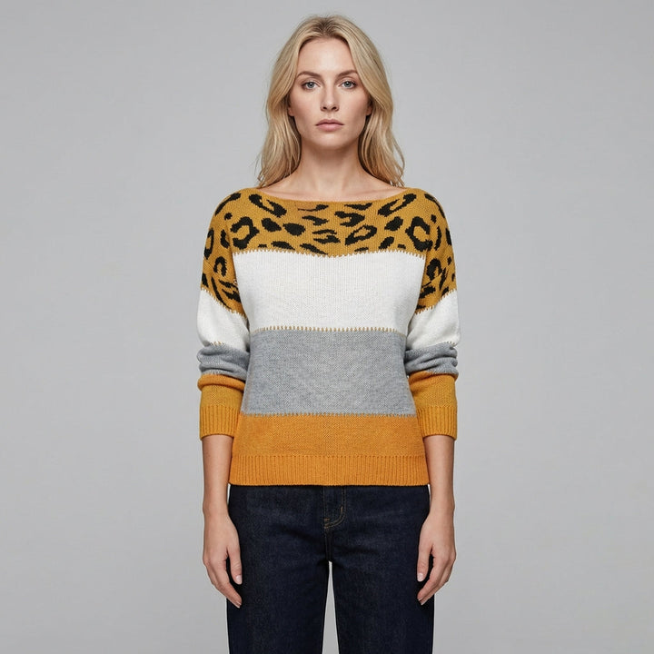 Cleo | Women's Leopard Print Colour Block Jumper