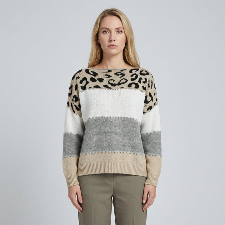 Cleo | Women's Leopard Print Colour Block Jumper