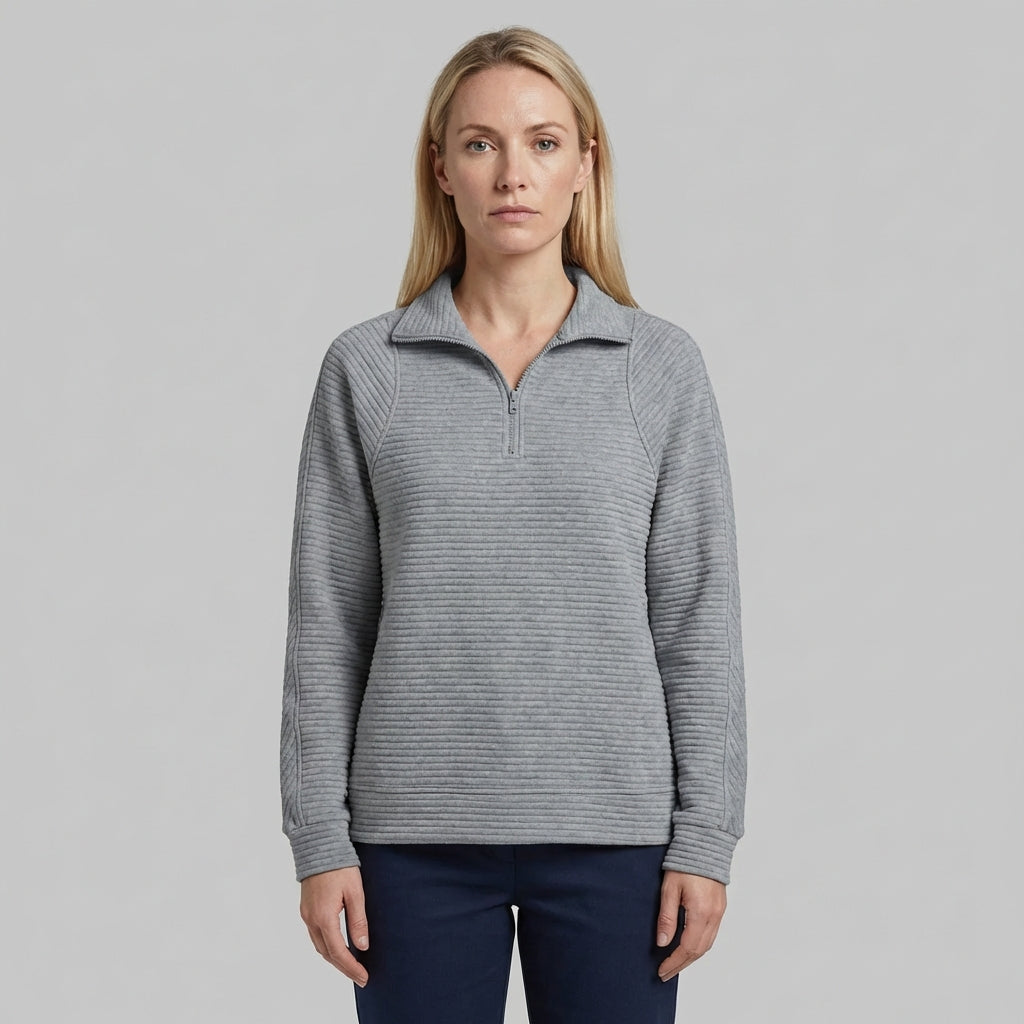 Ella| Women's Half Zip Jumper With Ribbed Texture