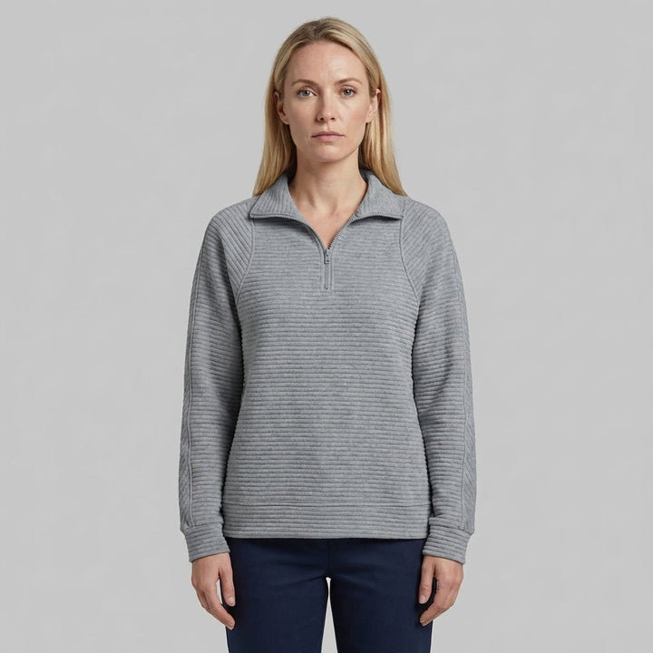 Ella| Women's Half Zip Jumper With Ribbed Texture