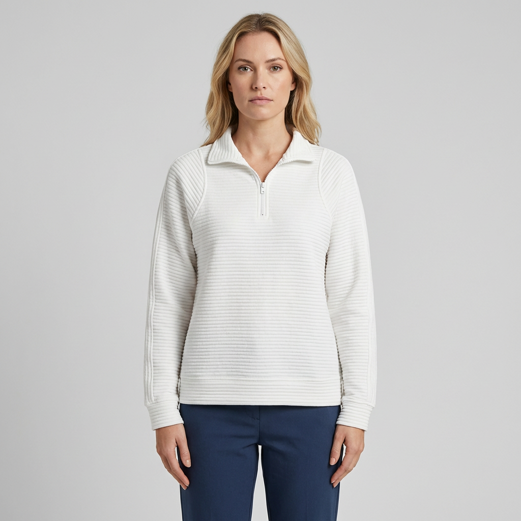 Ella| Women's Half Zip Jumper With Ribbed Texture