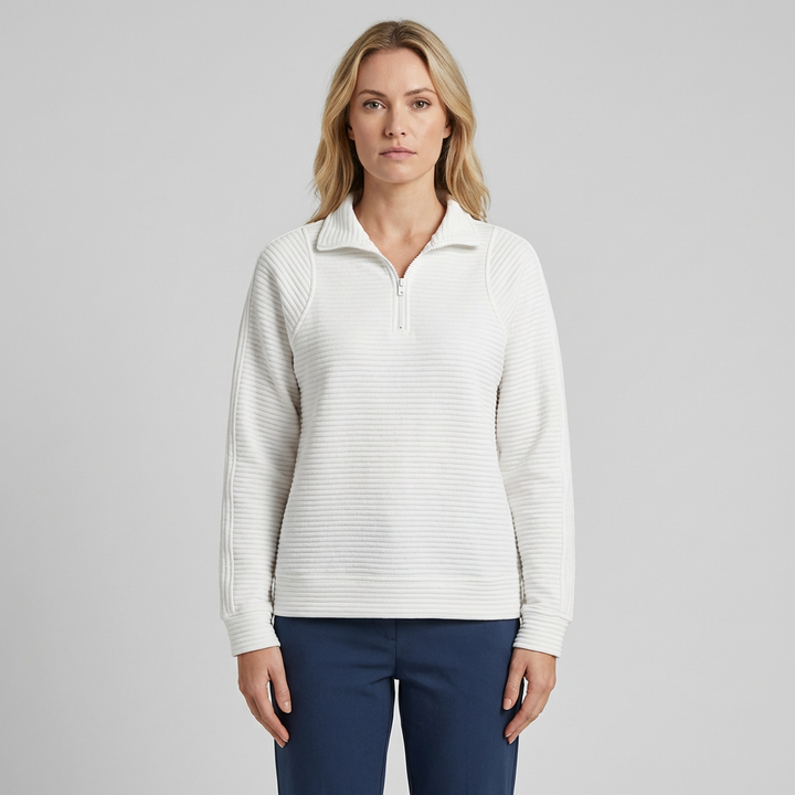Ella| Women's Half Zip Jumper With Ribbed Texture