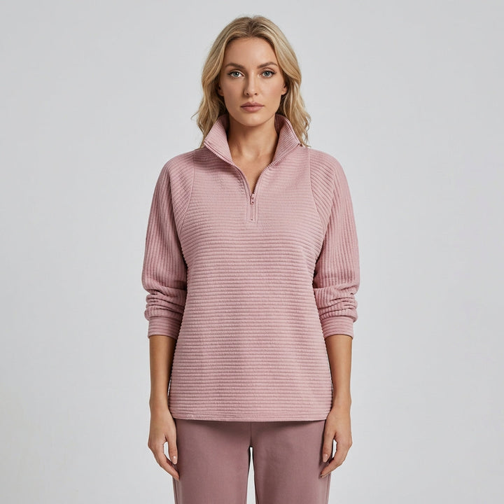 Ella| Women's Half Zip Jumper With Ribbed Texture