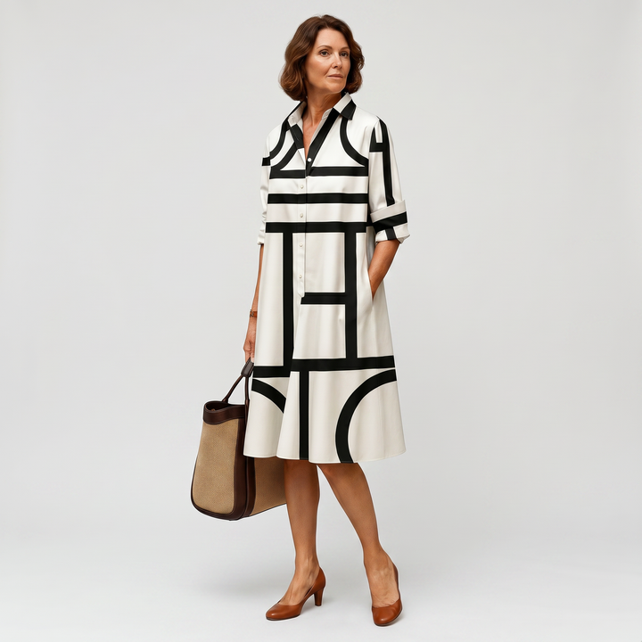 Ellie | Women's Midi Dress with a Geometric Print