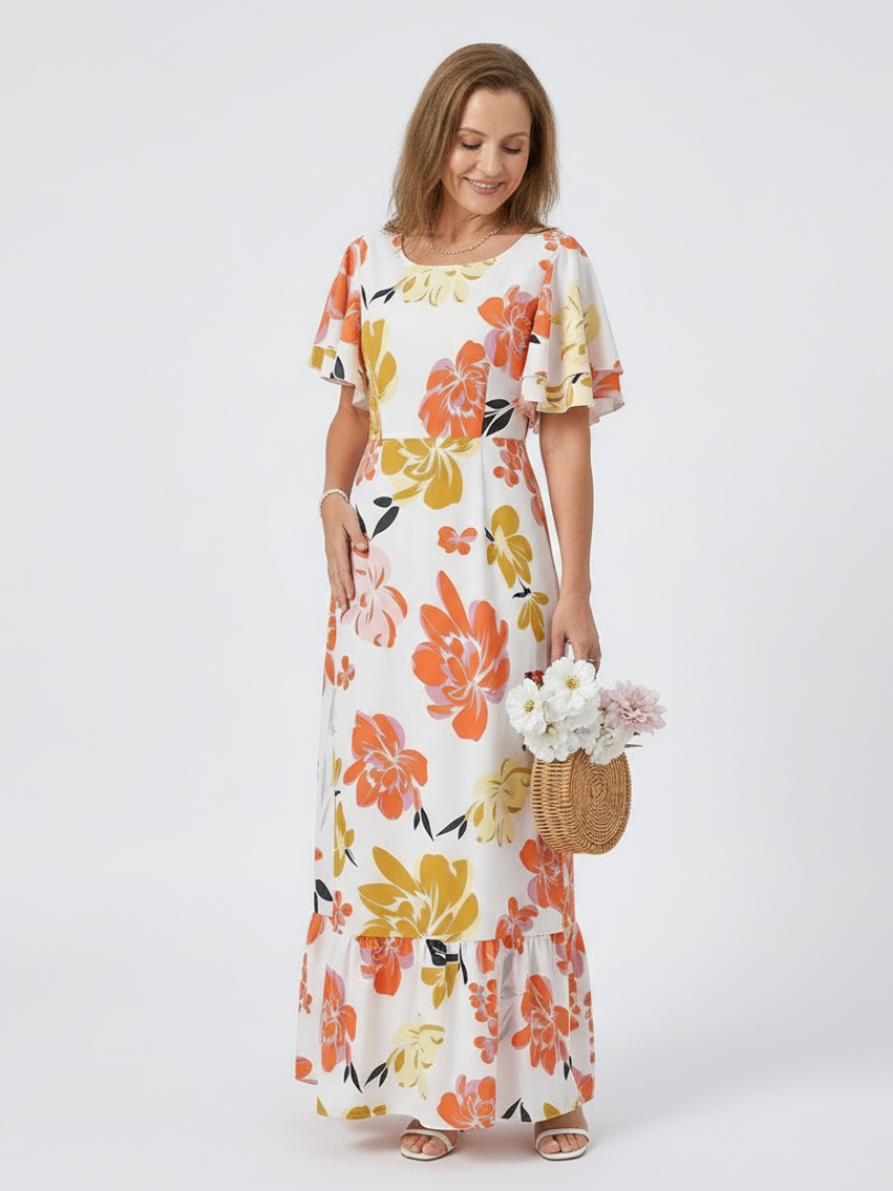 Elowen | Women's layered maxi dress with short sleeves