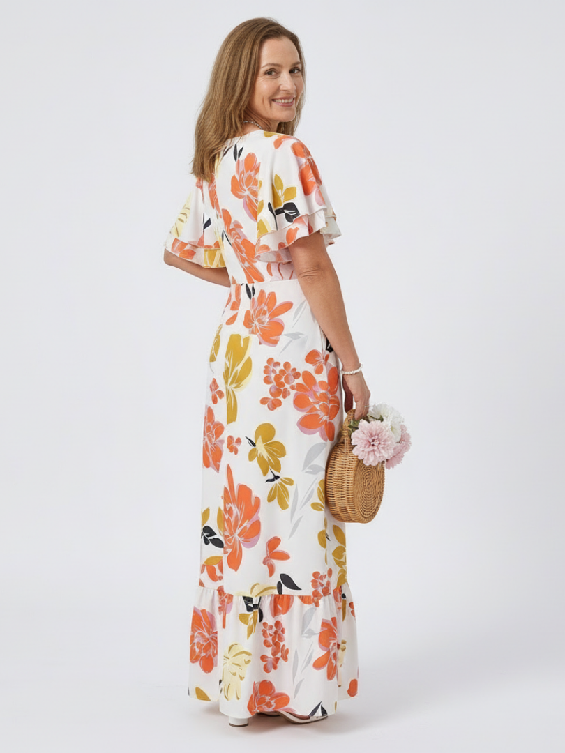 Elowen | Women's layered maxi dress with short sleeves