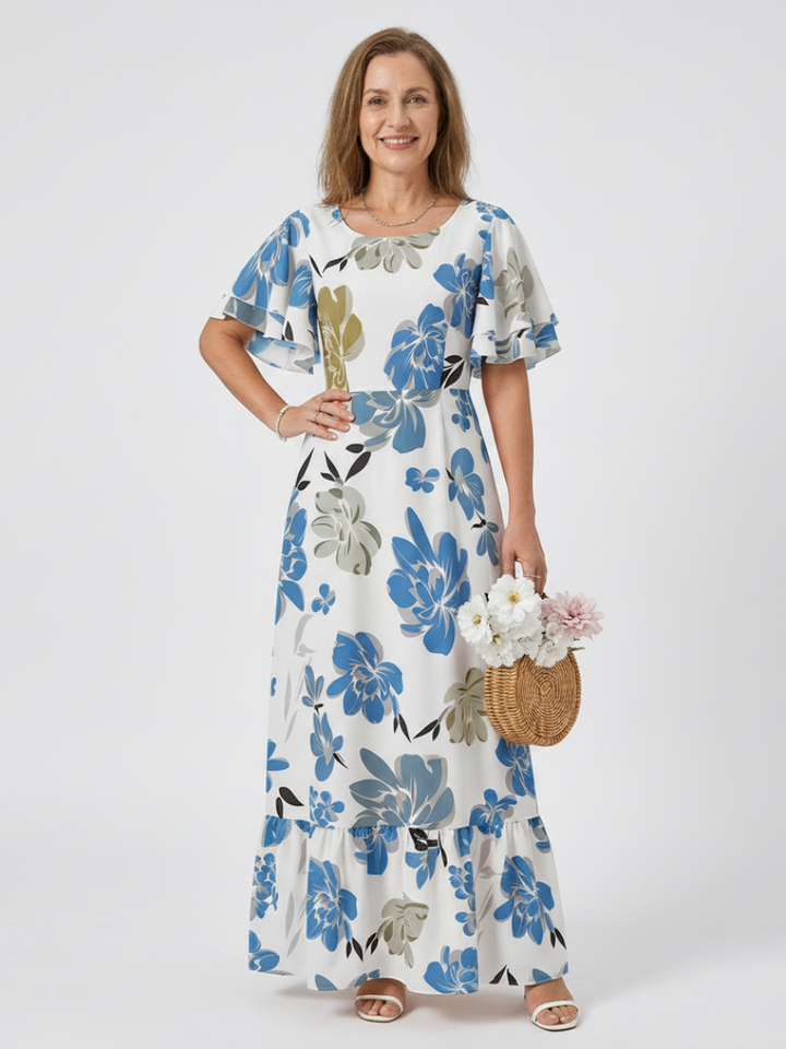 Elowen | Women's layered maxi dress with short sleeves