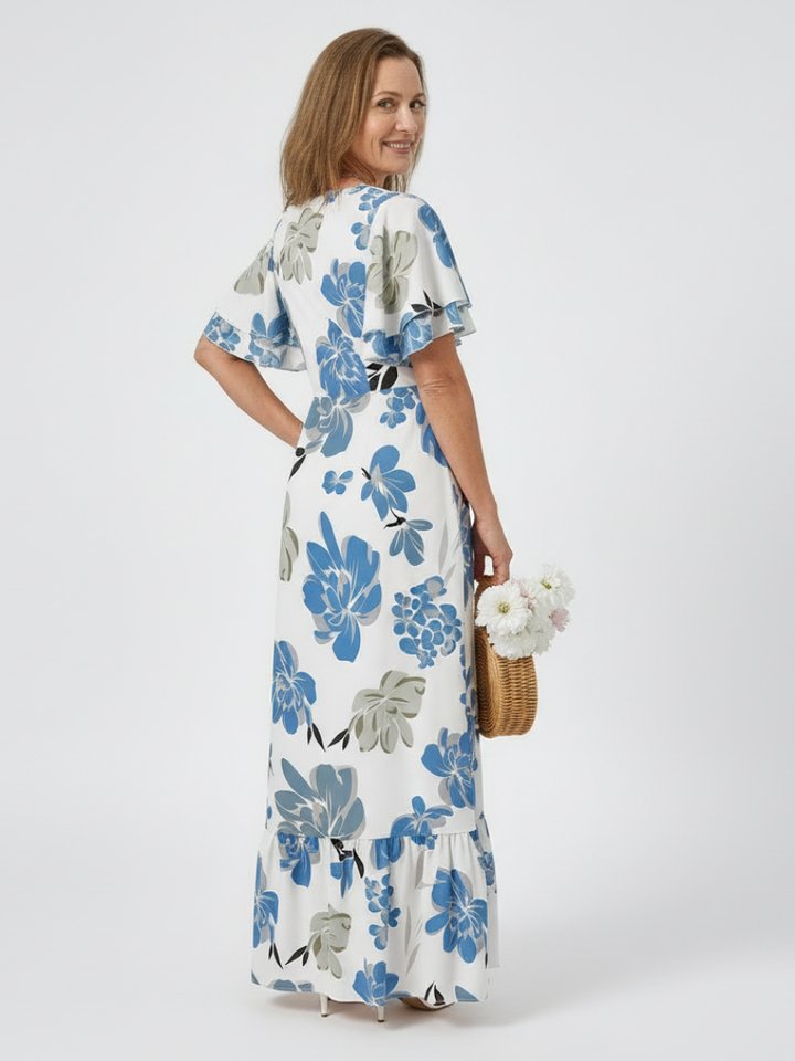 Elowen | Women's layered maxi dress with short sleeves