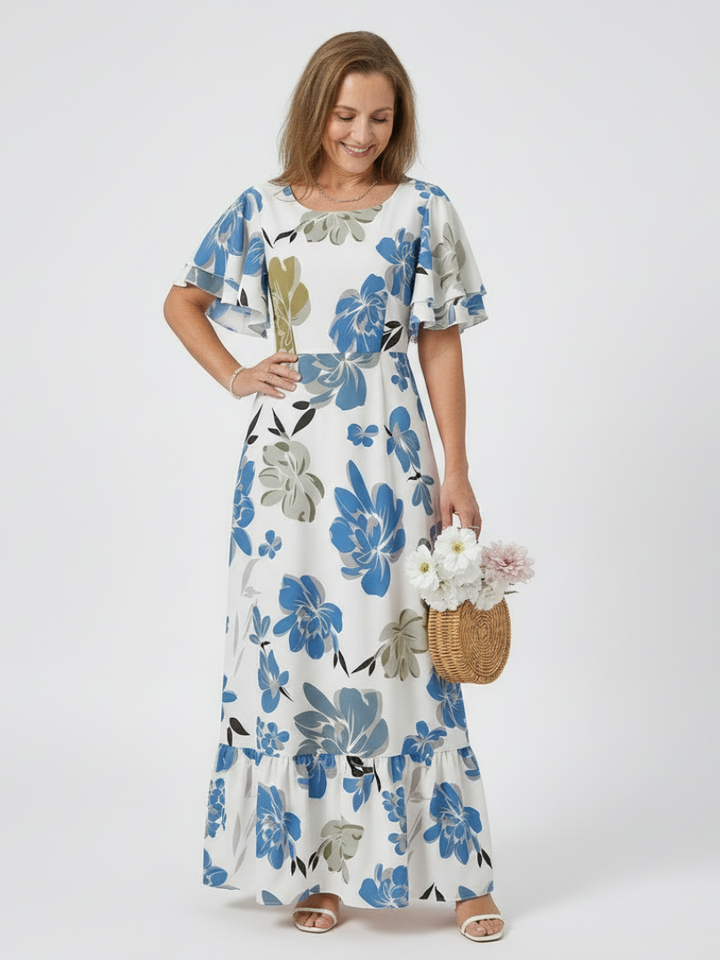 Elowen | Women's layered maxi dress with short sleeves