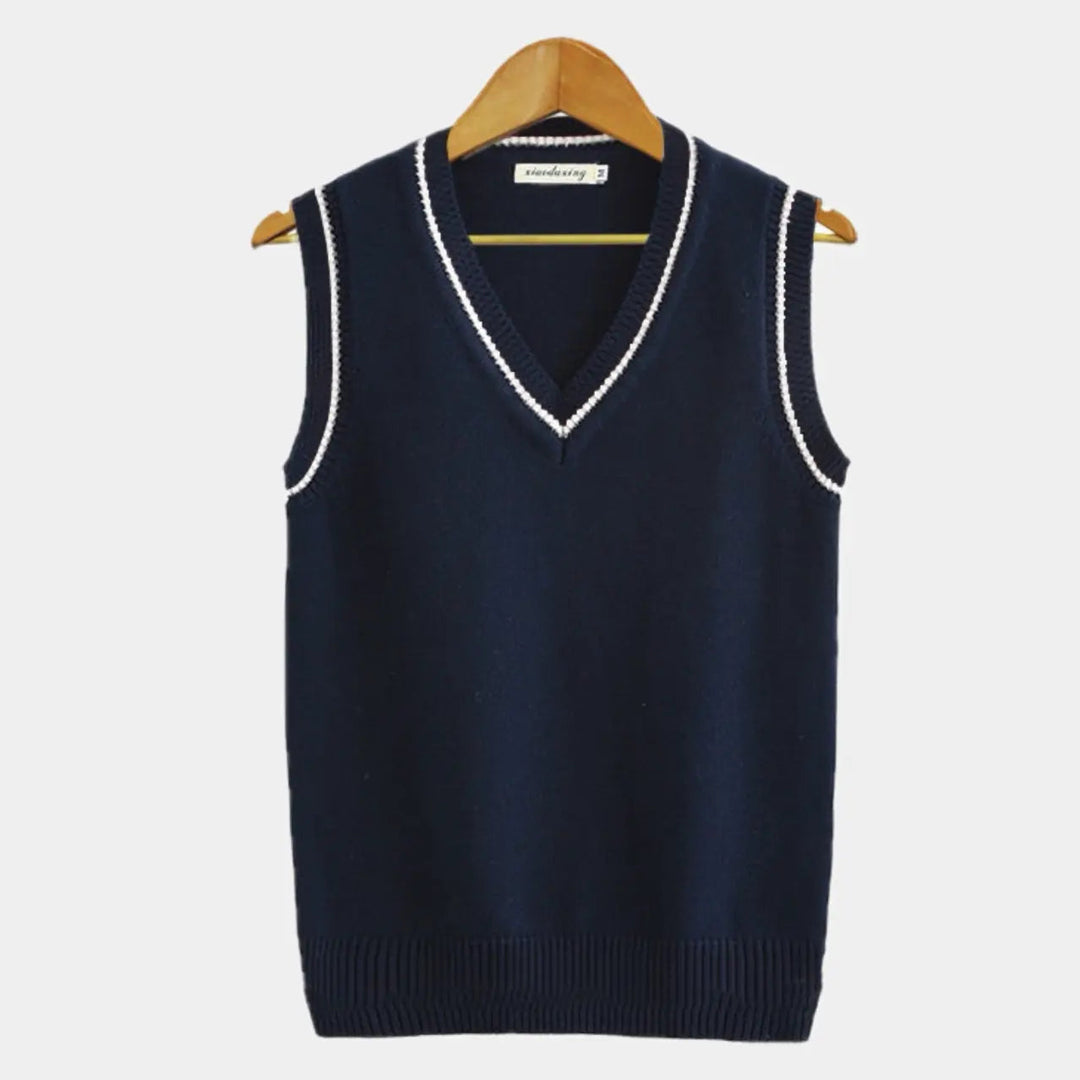 Elliot | Men's Knitted Sweater Vest with V-Neck and Ribbed Trim