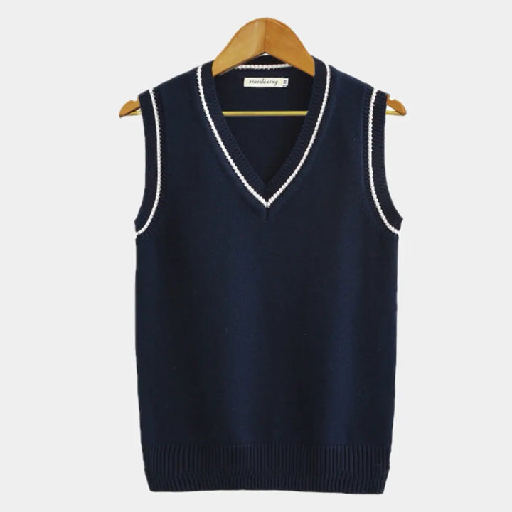 Elliot | Men's Knitted Sweater Vest with V-Neck and Ribbed Trim