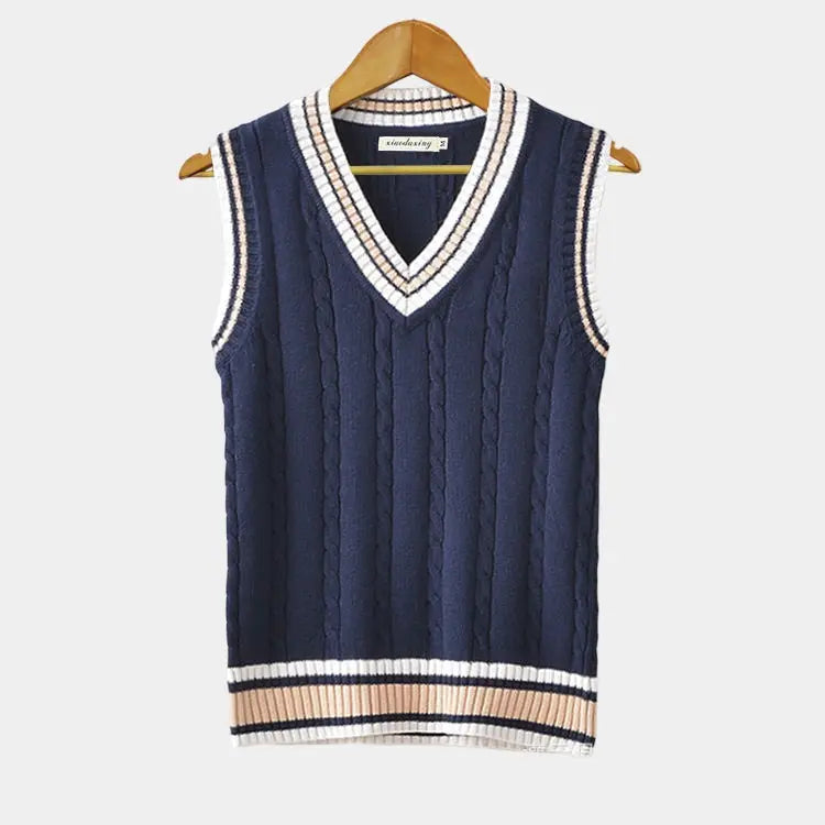 Elliot | Men's Knitted Sweater Vest with V-Neck and Ribbed Trim
