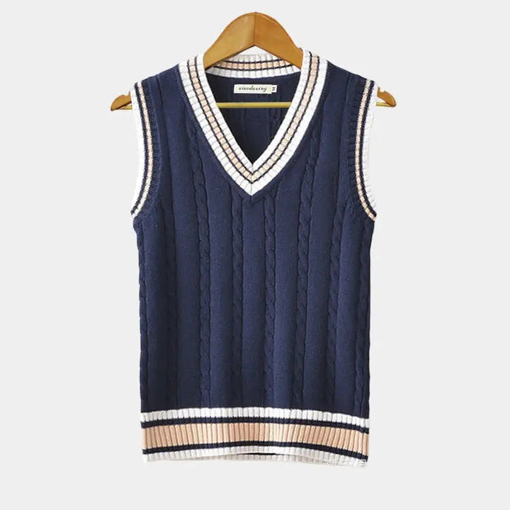 Elliot | Men's Knitted Sweater Vest with V-Neck and Ribbed Trim