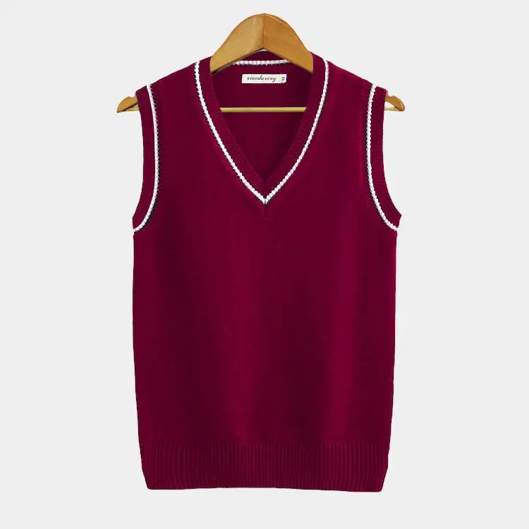 Elliot | Men's Knitted Sweater Vest with V-Neck and Ribbed Trim