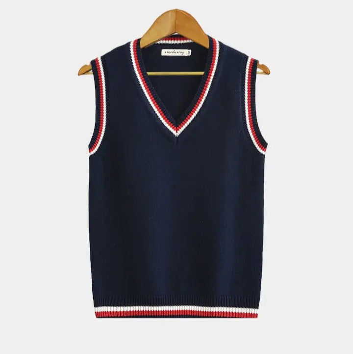 Elliot | Men's Knitted Sweater Vest with V-Neck and Ribbed Trim
