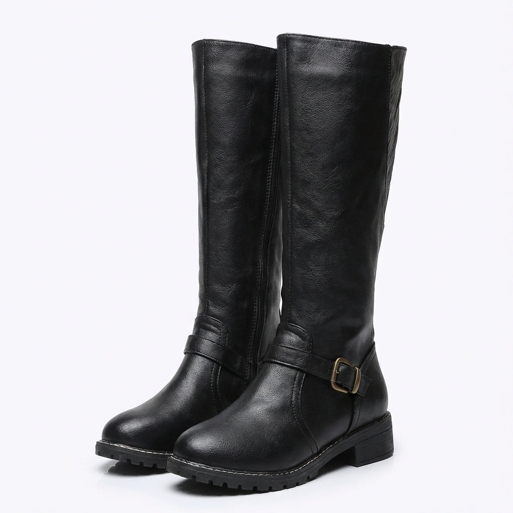 Rowena | Women’s Knee High Boots with Buckle Detail