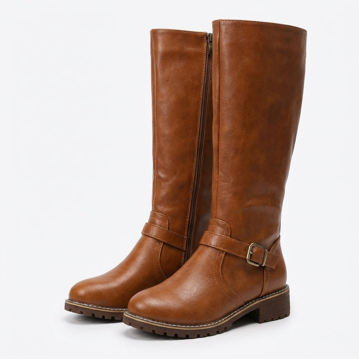 Rowena | Women’s Knee High Boots with Buckle Detail