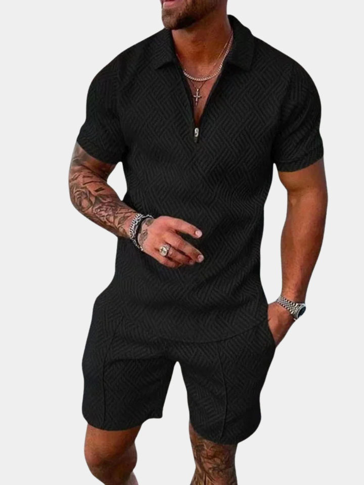 Dante | Men’s Co-Ord Set featuring a Textured Zip Polo