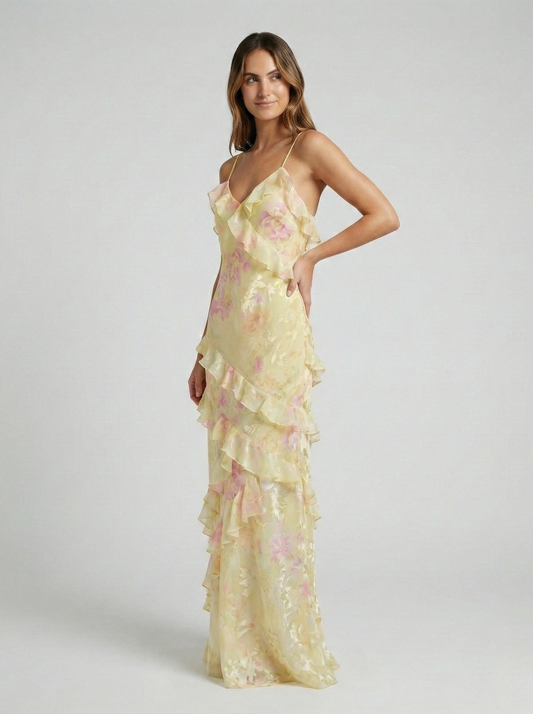 Luna | Women's Ethereal Ruffle Maxi Dress for Relaxed Occasion Wear
