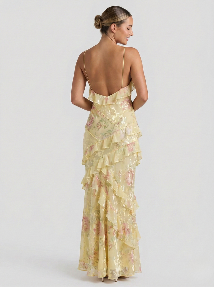 Luna | Women's Ethereal Ruffle Maxi Dress for Relaxed Occasion Wear