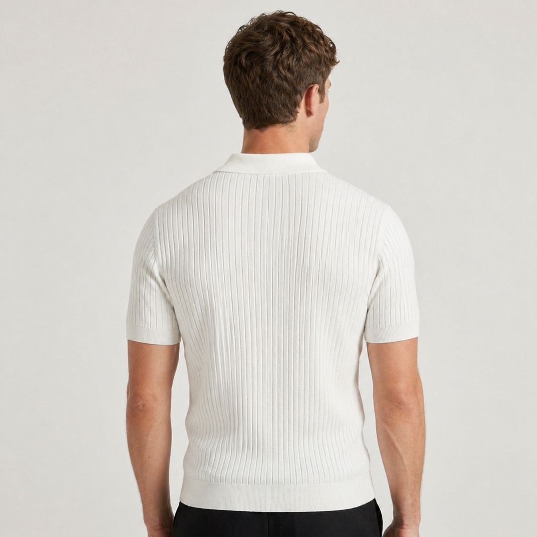 Liam | Men’s Ribbed Polo Shirt with open collar