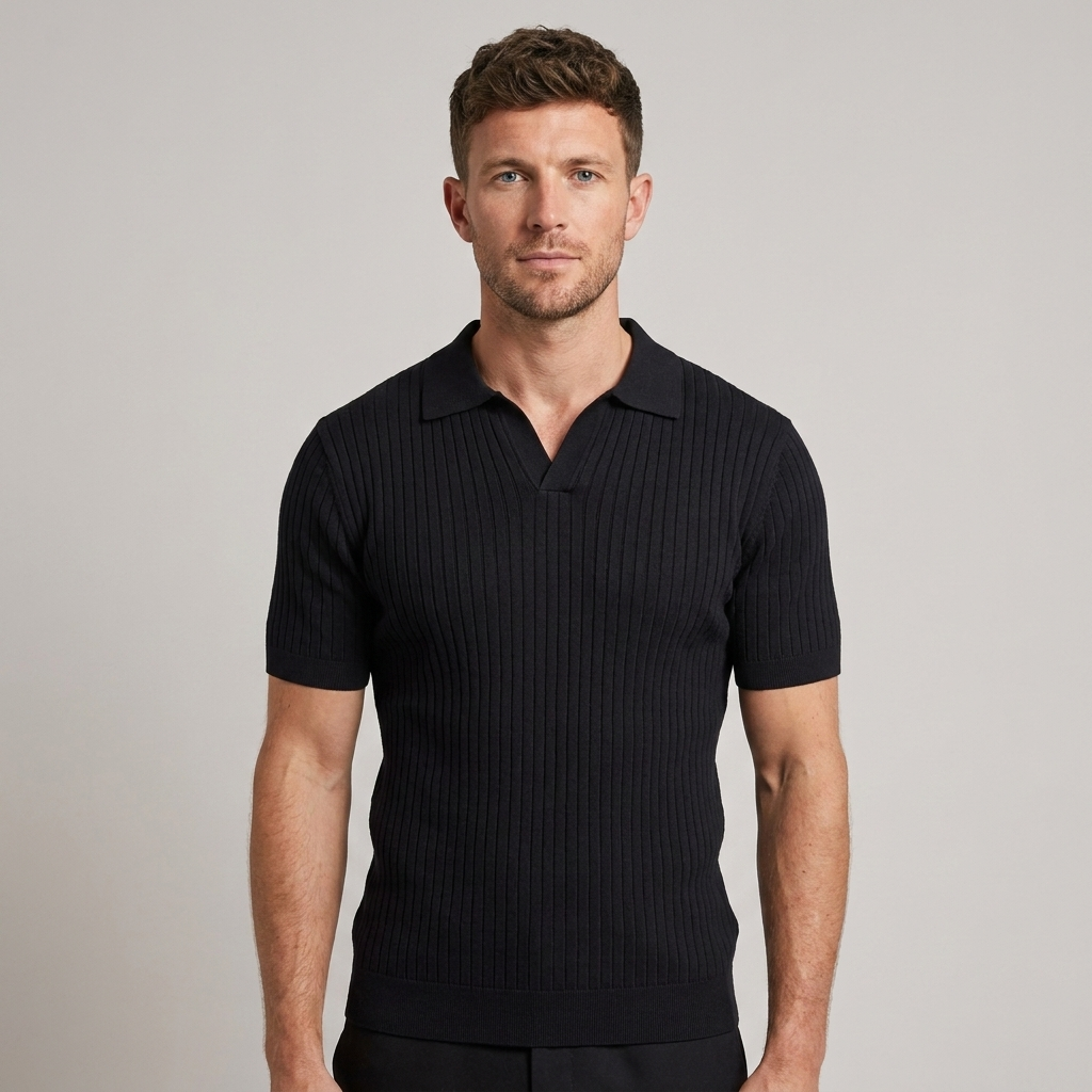 Liam | Men’s Ribbed Polo Shirt with open collar
