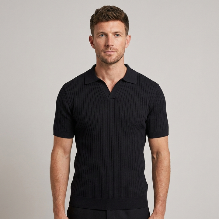 Liam | Men’s Ribbed Polo Shirt with open collar