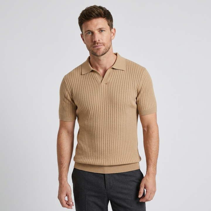 Liam | Men’s Ribbed Polo Shirt with open collar