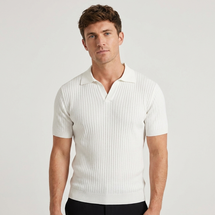 Liam | Men’s Ribbed Polo Shirt with open collar
