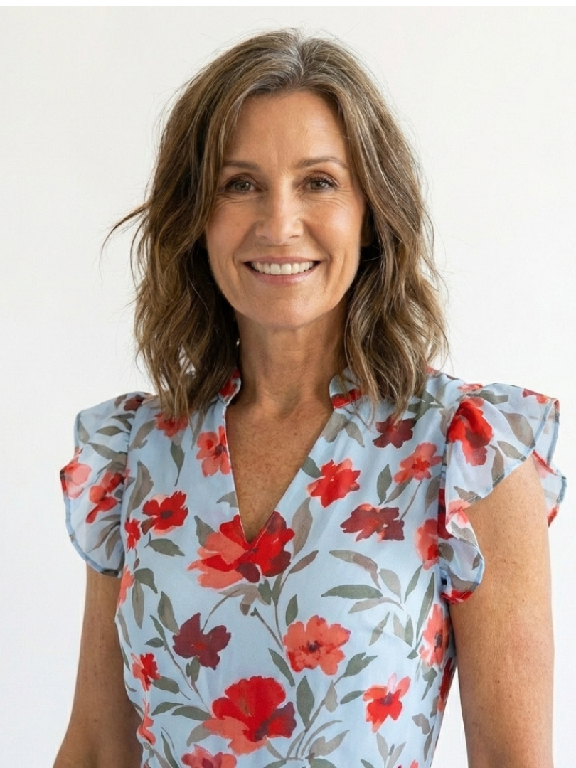 Lila | Floral midi dress with ruffles and a V-neck